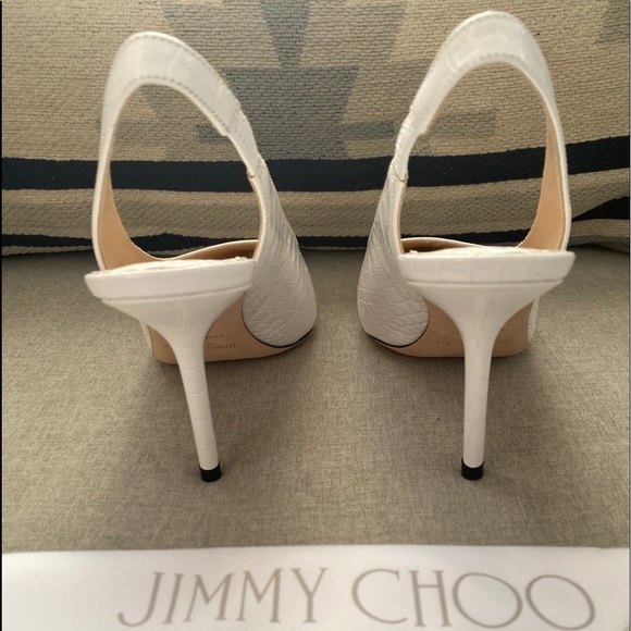 Jimmy Choo Ivy 85 heels latte croc embossed leather Slingback NWT 35.5 - Picture 7 of 14